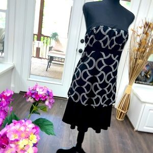 Black & white long tunic halter top tube top shirt summer, women’s size XL